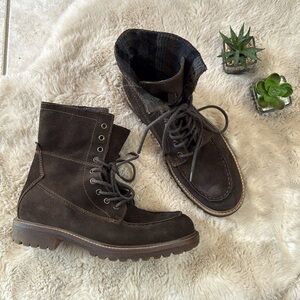 Natha Studio Jeux Olympiques D’hiver 8” Brown Suede Leather Boots Size 9.5